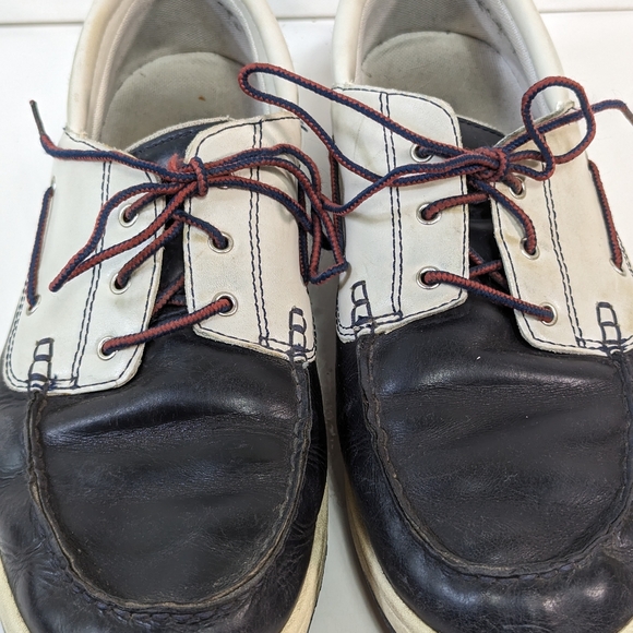 Vtg Mens Timberland 3 Eye Lug Hand Sewn Lace-up Blue White Shoes Size 10.5 5922 - Picture 8 of 11